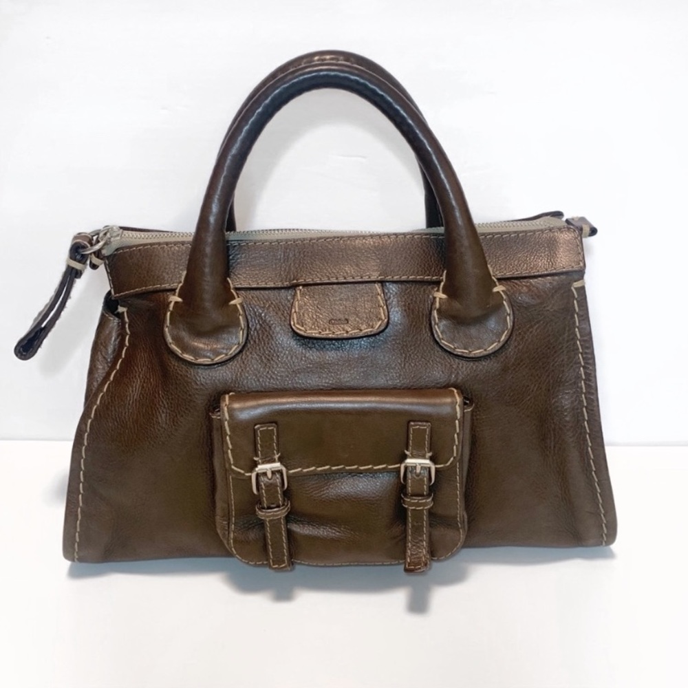 Chloe Edith Satchel Handbag in Dark Brown Leather